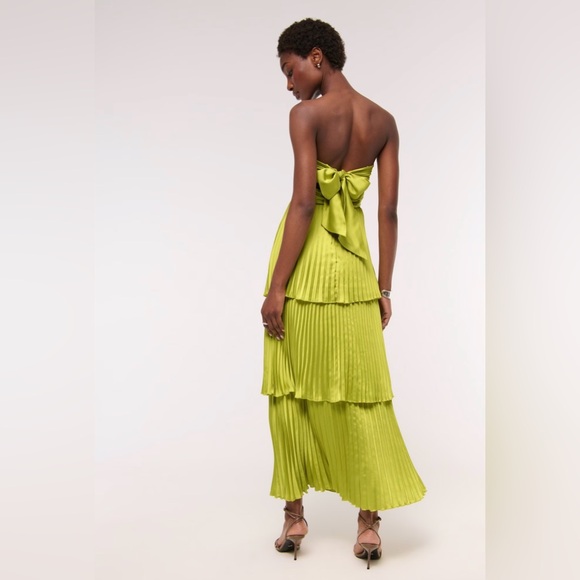 NWT Abercrombie & Fitch Giselle Strapless Tiered Maxi Dress Size XL in Green - Picture 2 of 5